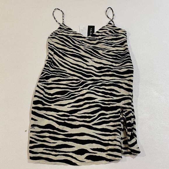 Motel Rocks Zebra Print Slip Dress Size Small NWT Y2K Mini - Picture 1 of 5